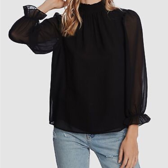 1. State Women's Black Smocked Neck Long Sleeve Blouse Shirt Top Size XX… - Picture 1 of 9